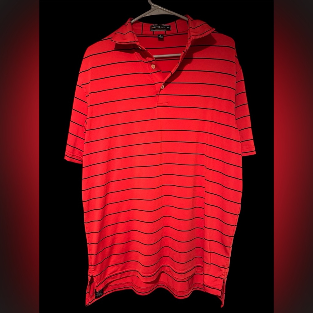 Peter Millar Summer Comfort Series Red Striped Men's Golf Shirt